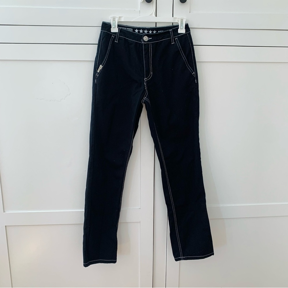 5 Star General Service Black White Stitch High Waist Straight Jeans Size 24